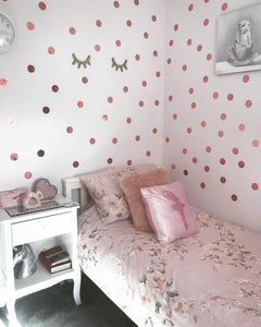 Brushed Rose Gold Polka Dots Wall Stickers